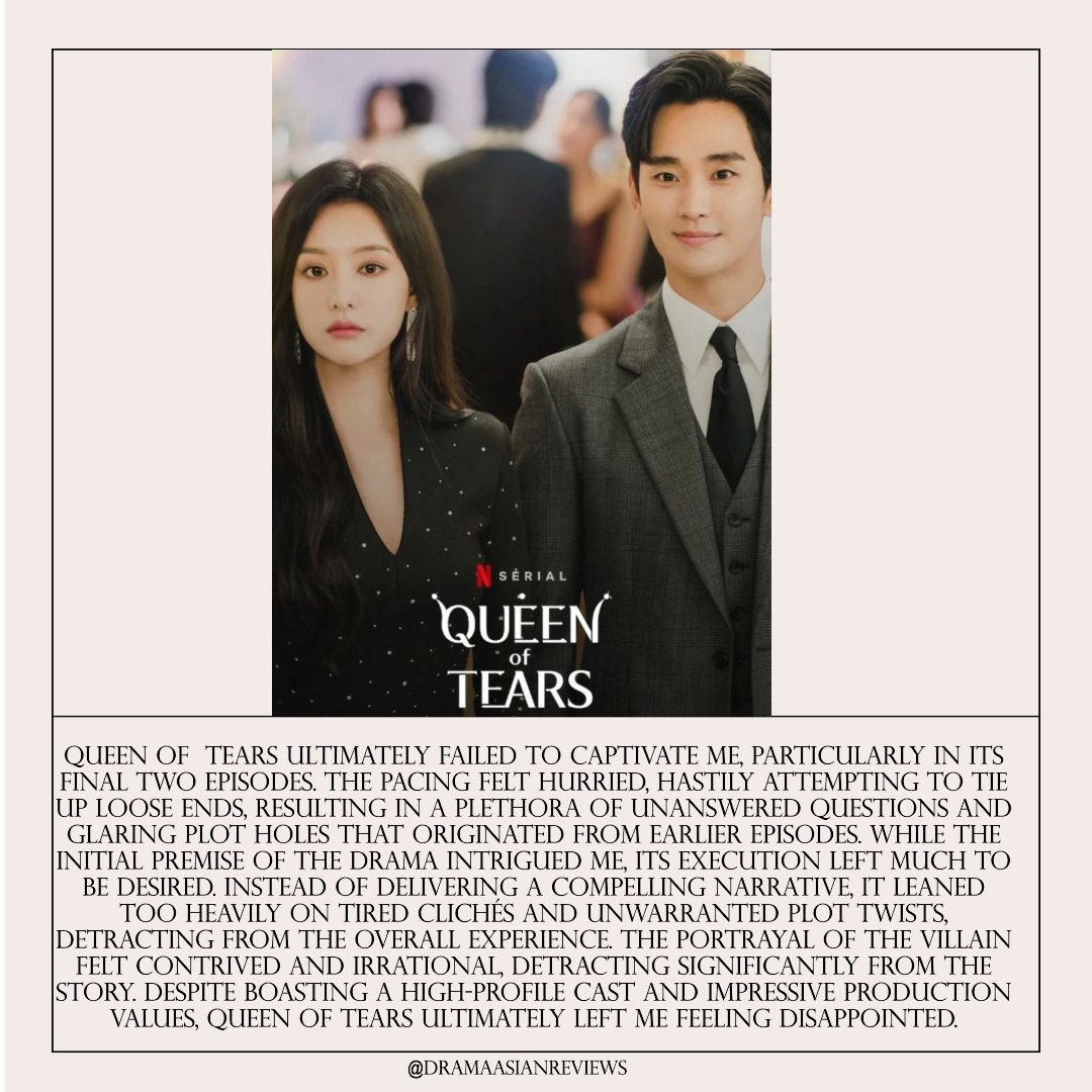 I tried to hop on the hype train, but just couldn't stay on it.
Did you share the same experience or did it leave you with a different perspective? 
Share your thoughts!
#QueenOfTears 
#Netflix 
#DramaReview
#kdrama