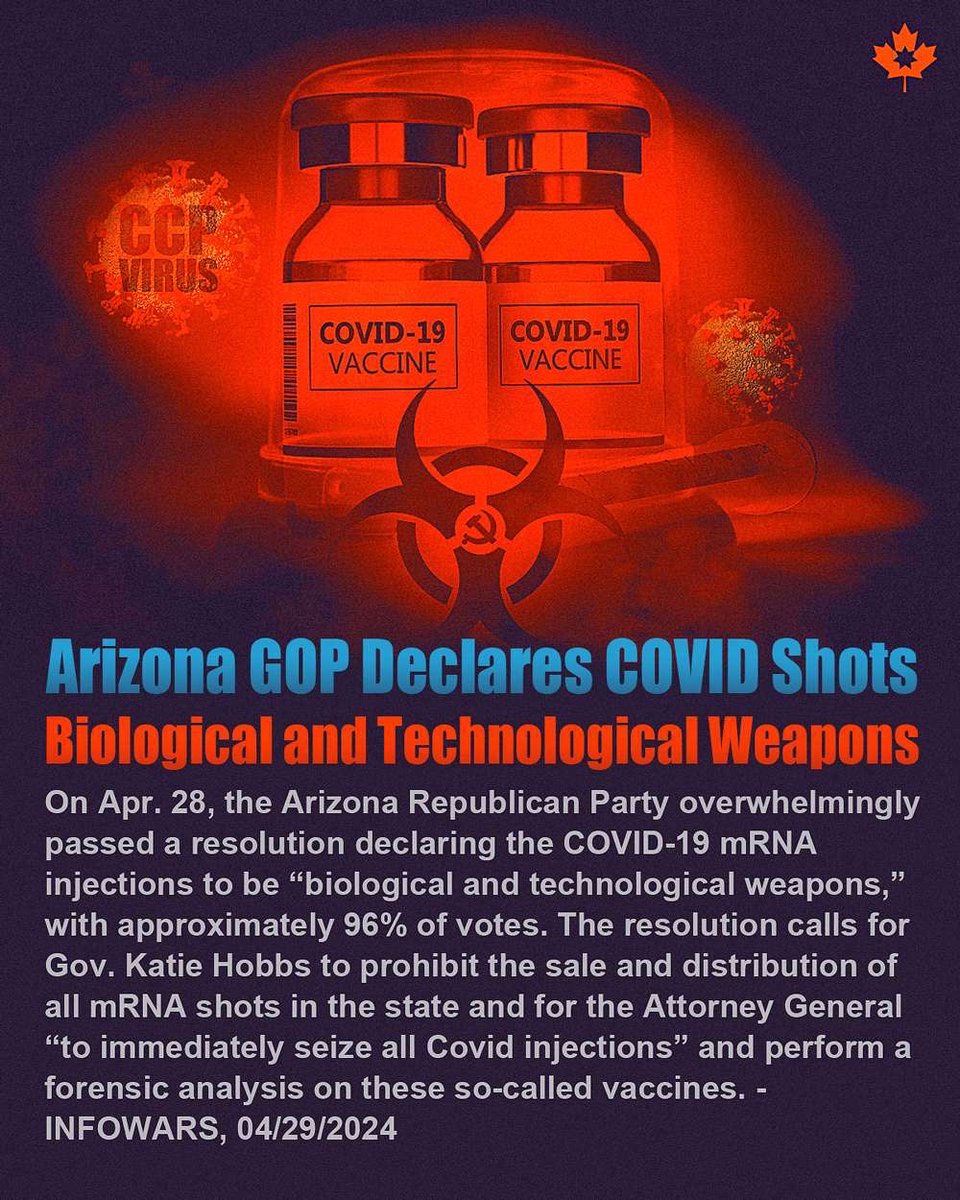 Arizona GOP Declares COVID Shots

Biological and Technological Weapons
#NFSC #TakeDownTheCCP

#fauci #pandemic

#CCPVirus #WuhanLab #BiochemicalWarfare #viccinesideeffects #VaccineInjury #ivermectin

#virusorigin #Artemisinin #FDA #NIH #CDC #mRNA