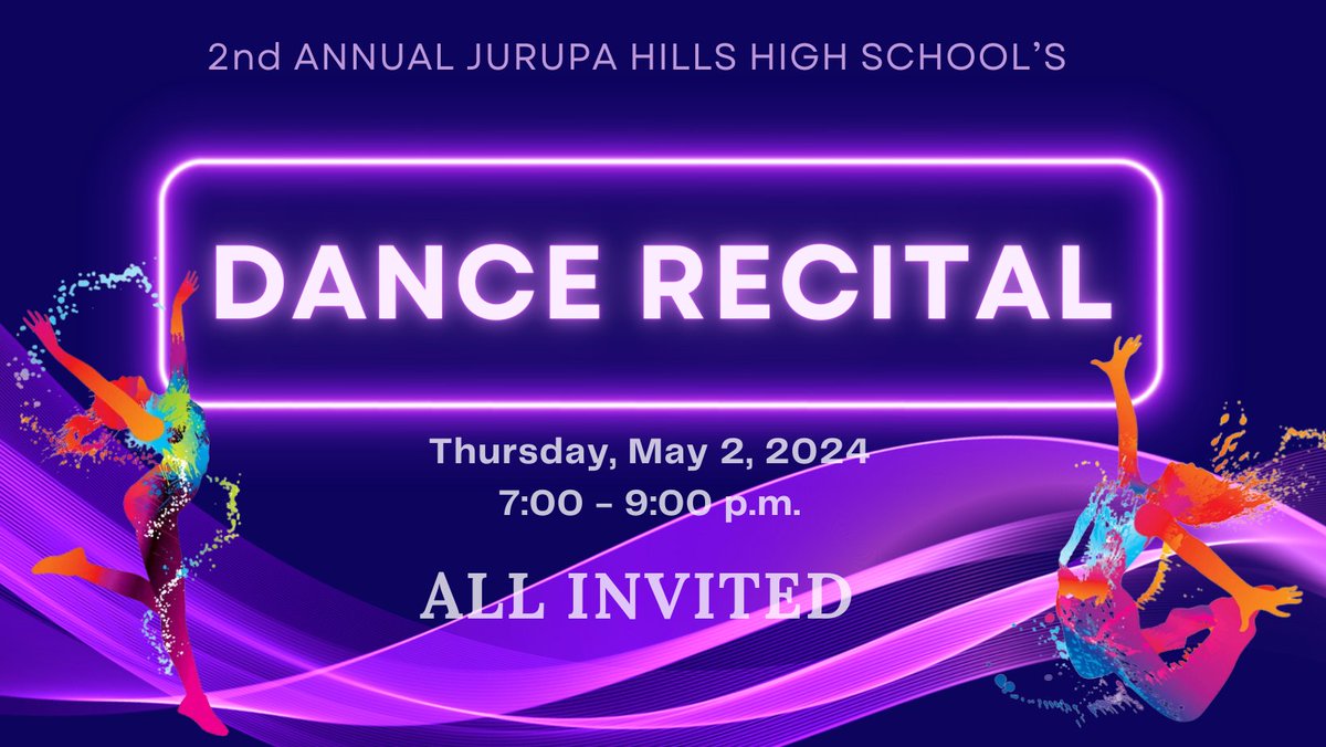 Join us for our 2nd Annual Dance Recital beginning at 7:00 pm and ending at 9:00 pm. We hope to see you all there!