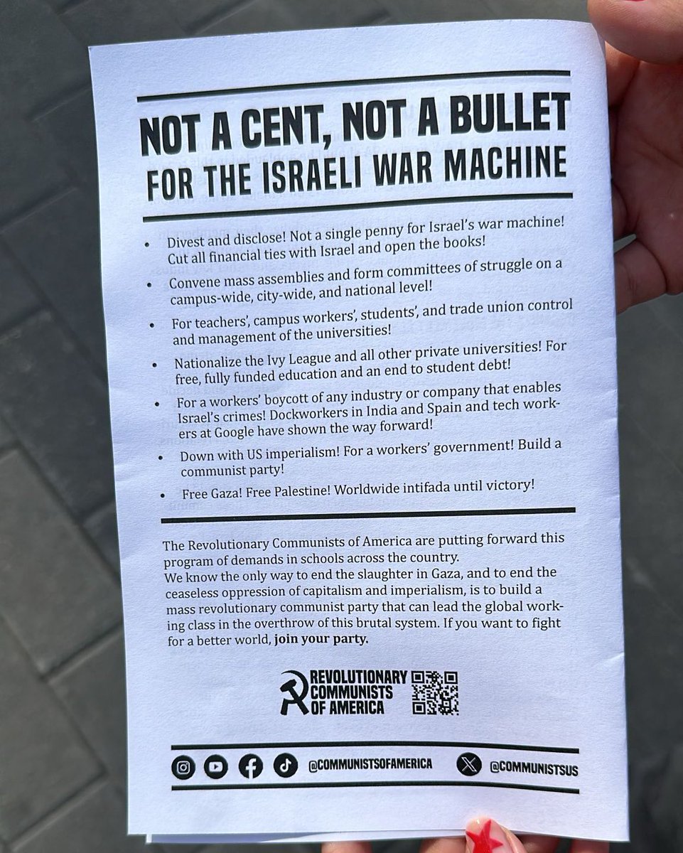 I hate to be a broken record on this, but I did say many of these “protestors” are well organized/funded COMMUNISTS more times than I can count. Now, there is PROOF. These pamphlets were being handed out at UCSD to students as they make their way to classes. “ORGANIZE THE…