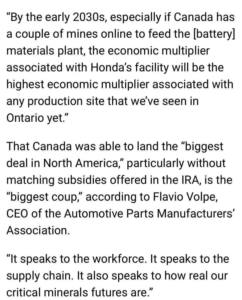 Why Honda chose Canada for its new $15-billion EV hub canada.autonews.com/electric-vehic… #CanadaNickel 
#Samsung 8.7%
#AngloAmerican 7.6%
#AgnicoEagle 11%
#NetZeroNickel 
#TM  #Nickel  $CNIKF
$NOB.V $CNC.V $SHL.V  #EV
#BatteryMetals #Reddit #Mining #Glencore #BHP #Vale #Timmins #Canada