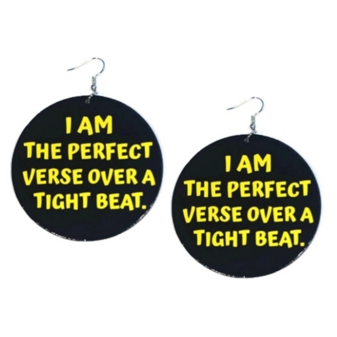 I Am The Perfect Verse Large Statement Dangle Wood Earrings tuppu.net/90159aca #blackownedbusiness #explore #melaninfashion #fashionjewelry #Etsy #WomenEarrings