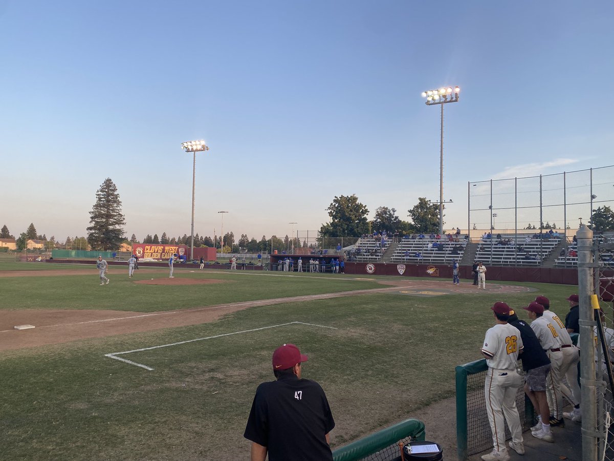 Clovis (8-2 in TRAC) and Clovis West (9-1) tied up at 3 bottom 4.