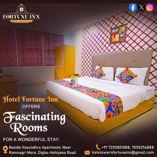 Experience the epitome of hospitality at Hotel Fortune Inn. 

Call us at 7250801888, 7050256888

#HotelSwarnFortune #UltimateComfort #LuxuryRetreat #MemorableStay #ElegantStay #HotelBliss #hasslefree #HotelCharm #Digha #Patna #Bihar