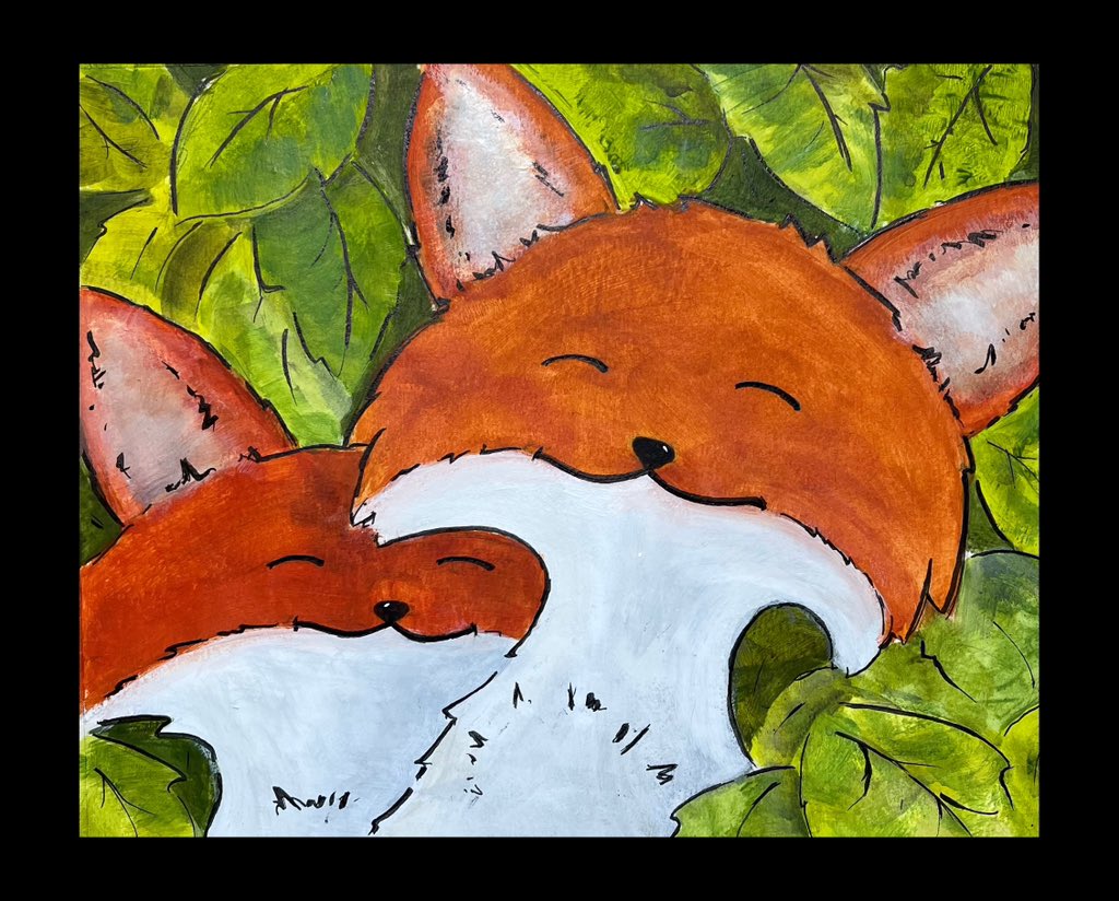 Something a little more whimsical tonight. Hoping the painting will raise a smile. #foxes #raiseasmile #illustration #whimsicalart #happymoment #wildlifefox #beatrixpotter #mrandmrsfox