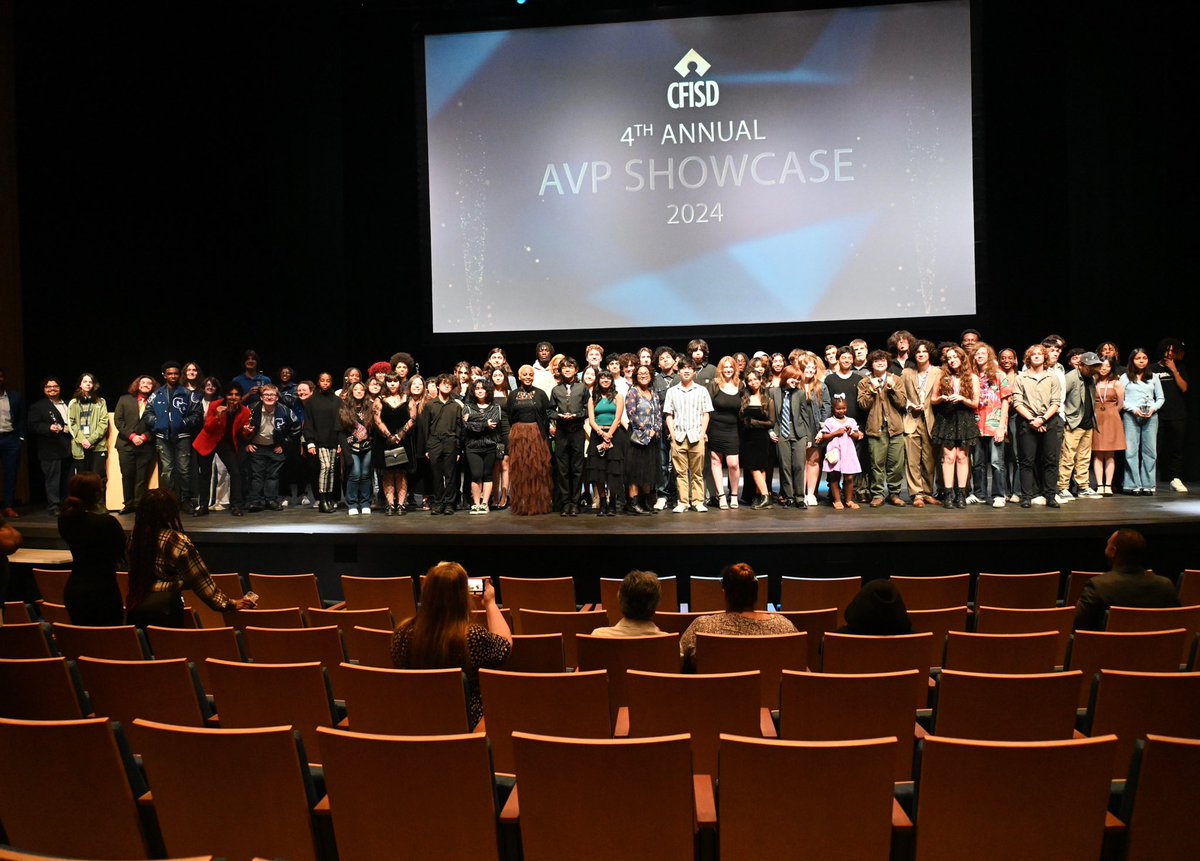 To say that I am proud of these amazing video students & their teachers would be an understatement. It was a great CFISD AVP Showcase this year, thank you for “Bringing Out the Best” in all you do! Big thanks to the talented @The_Raheel for being our MC! Photo creds @CFISDAbbie