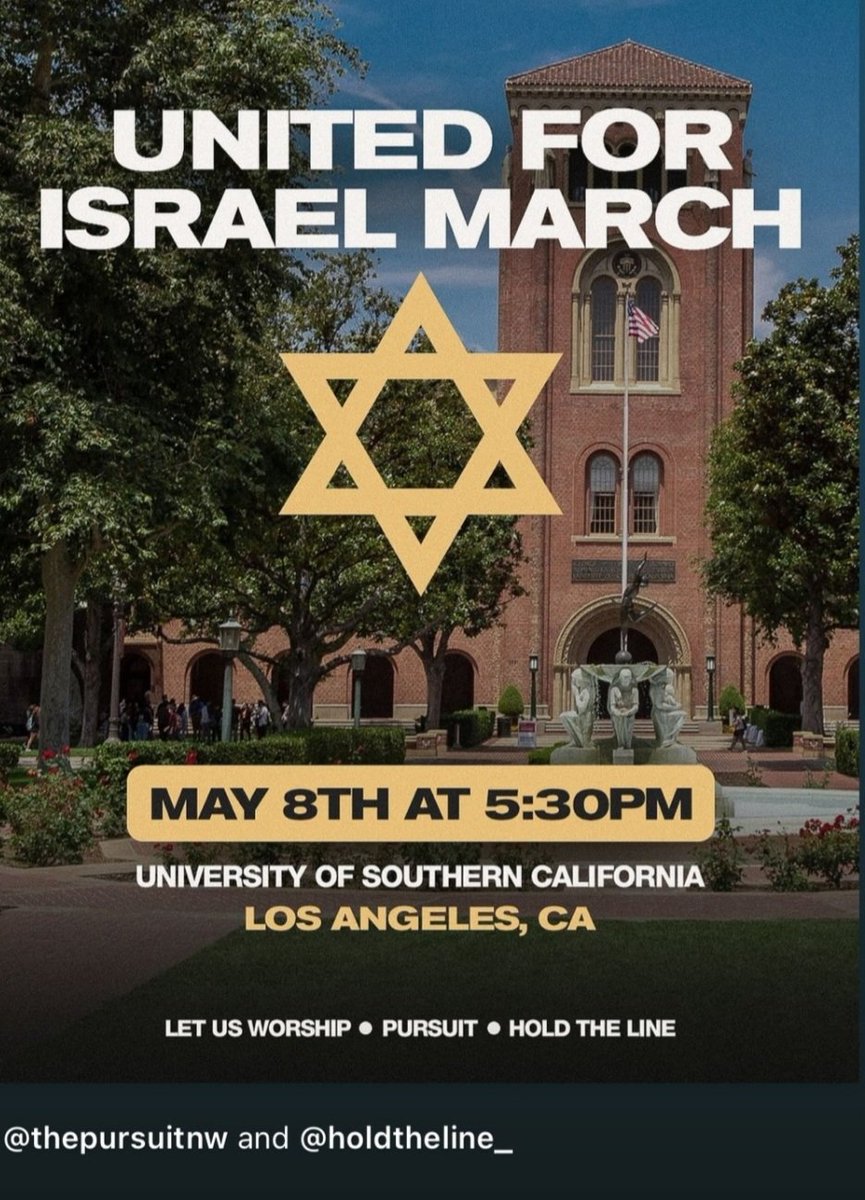 #UnitedMarchForIsrael May 8 University of Southern California Los Angeles CA #StandWithIsrael 🇮🇱🇮🇱🇮🇱🇮🇱🇮🇱 @russellbjohnson @seanfeucht Thepursuitnw.com #HoldTheLine #LetUsWorship 🇮🇱🇮🇱🇮🇱🇮🇱🇮🇱🇮🇱🙏🙏🙏✝️✝️✝️🙏🙏