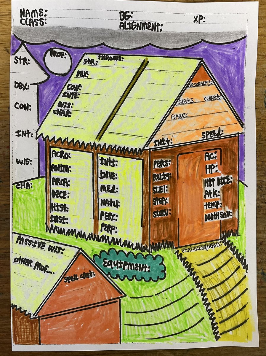 I colord my character sheet That i custom made. ( a copy.)