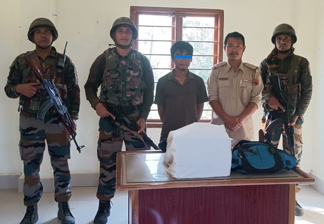 On 01.05.2024, Security Forces arrested one individual namely Mr. Nangzading (27 yrs) from Suangdai, Chrachandpur District. From his possession 50 (fifty) soap cases containing suspected Brown Sugar were recovered.