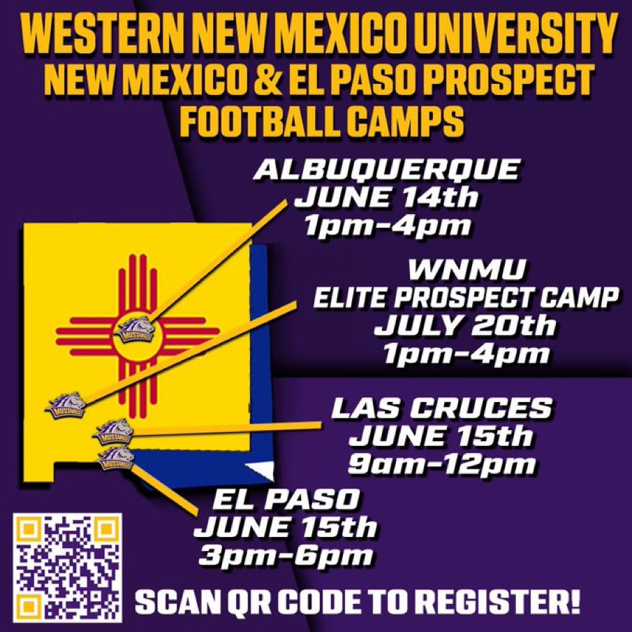 It’s May! Camps start May 25th. Hitting California, Arizona and New Mexico for High School difference makers! Get registered with the QR Code