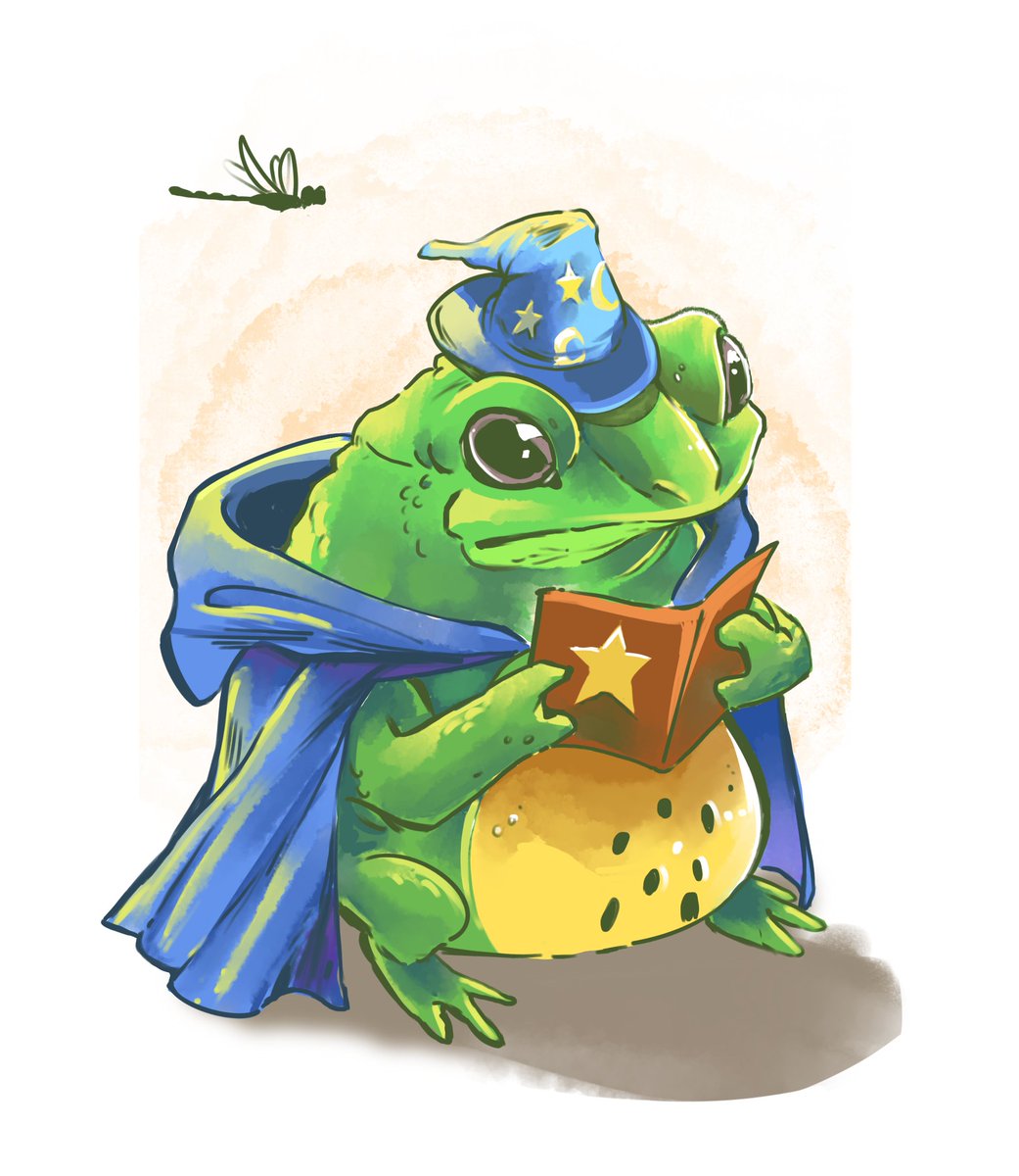 I was commissioned to draw a wizard toad and I like his hat