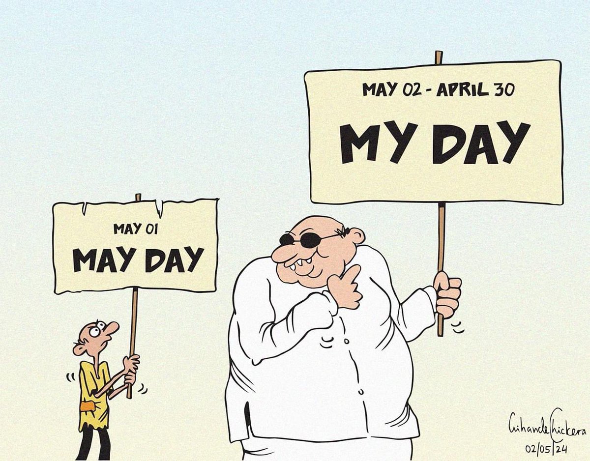 Cartoon by @ChickeraGihan #lka #SriLanka #MayDay #MayDay2024 #LabourDay #LabourDay2024