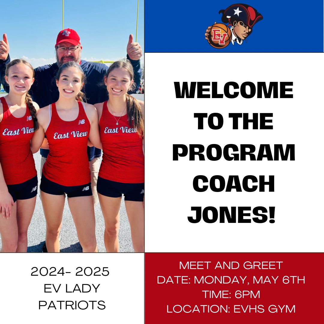 Welcome Coach Jones! He has been an East View Patriot for the last 10 years. Coach Jones is extremely excited to return to the basketball gym as the new leader of the Lady Patriots. This will be Coach Jones' 4th time as a head coach and his first time as a women’s head coach!