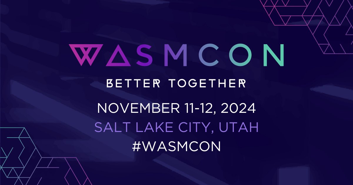 WasmCon 2024 is moving to November 11 & 12 in Salt Lake City, Utah, co-located with KubeCon + CloudNativeCon North America. Read about the decision and how you can get involved: hubs.la/Q02vPytQ0 #Wasmcon #WebAssembly