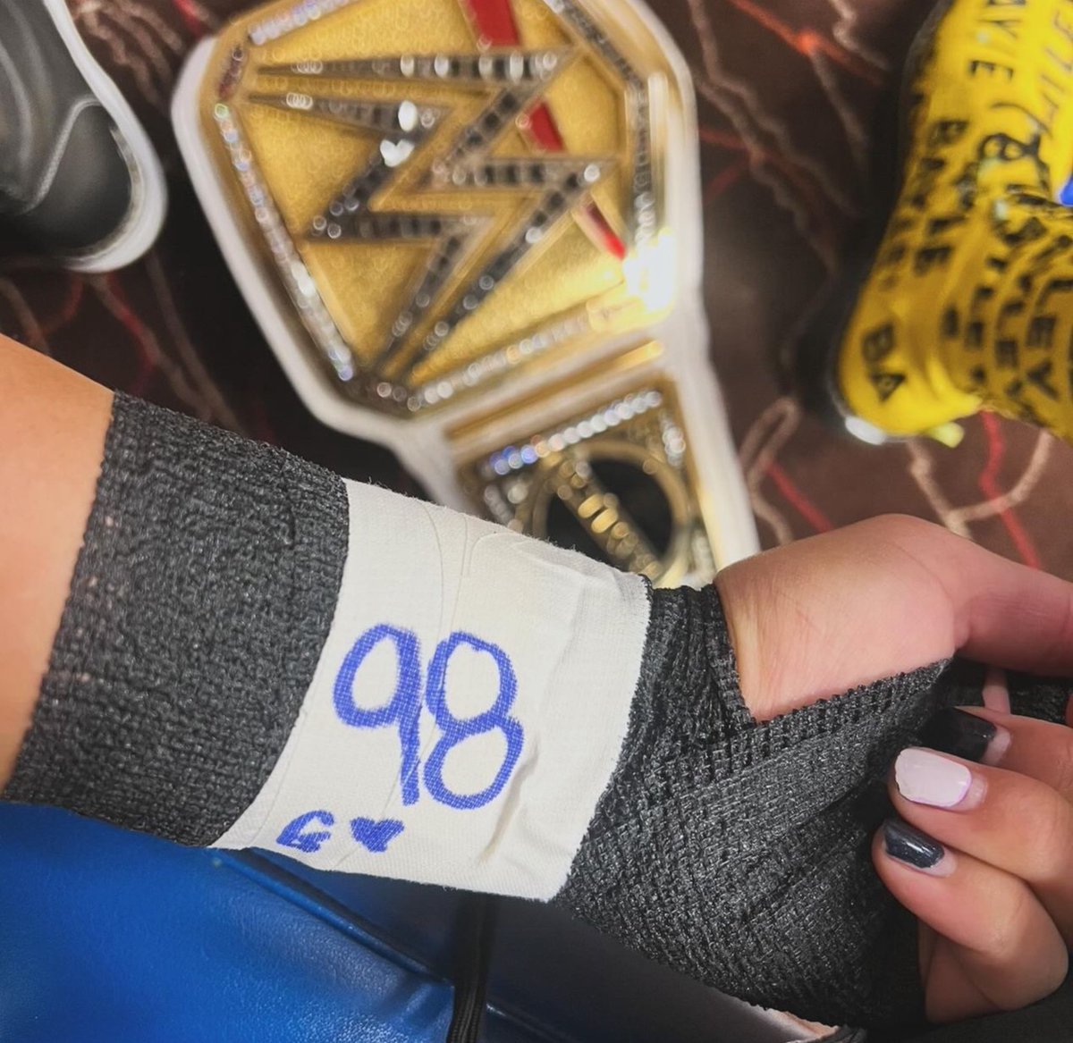 Bayley wrestled with “98 G” on her tape in celebration of grandma’s life ❤️

She was 98 years old