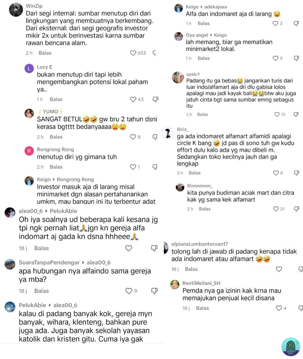 💚 Kenapa ya orang luar sumbar sering banget mempermasalahkan sumbar yang nggak punya alfamart dg indomaret, padahal udah sering dijelasin alasannya pemda sumbar fokus untuk majuin umkm di sumbar