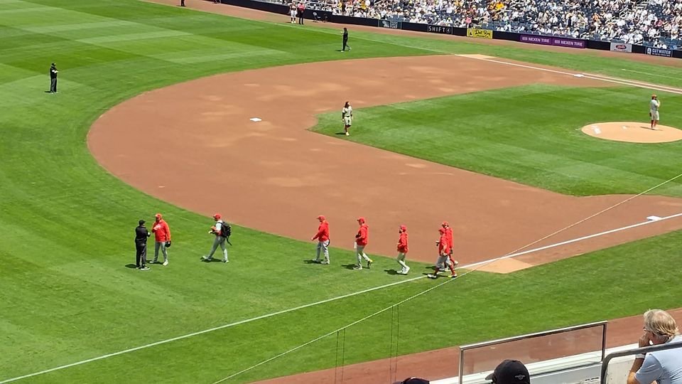 The Cincinnati Reds apparently giving up and heading to the team bus in the 2nd inning today. #LFGSD #StayClassy #FriarFaithful