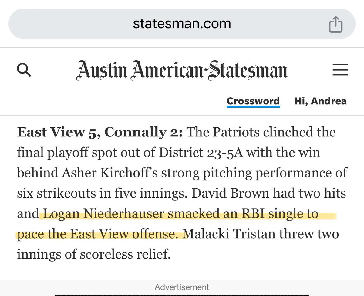 lniederhauser2's tweet photo. Went 3 for 5, with 3 Runs, 1 RBI, 1 BB, 0 SO against Connally, as the East View Patriots clinch a spot in the 5A Playoffs. Ready to take on McCallum tomorrow @evhspatriotbaseball @mattpullen4 #SterlingCollegeCommit https://t.co/d9SFdDYBgy