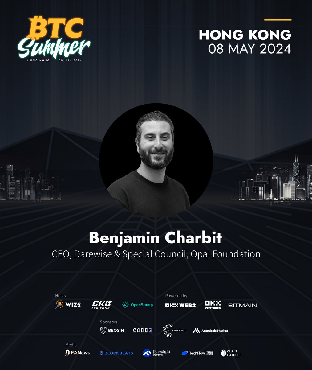 🌴Speaker Announcement🌴 @Ben_Charbit will be speaking @BTCSummer_ Ben is CEO @Darewise (subsidiary of @animocabrands) & Special Council @OpalBTC🕹️ Prev Ubisoft, He possesses a wealth of expertise in gaming industry🎮 👉🎟️lu.ma/BTCSummer Let's make #Bitcoin magical…
