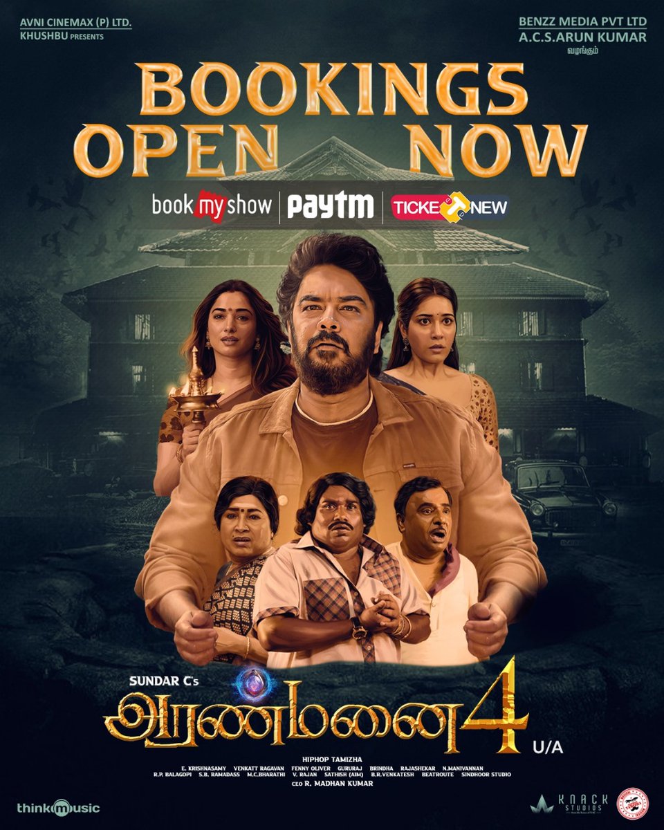 #Aranmanai4 Reservations open for Tomorrow @rakkicinemas - Ambathur,#RakkiTRL & #MeenakshiCinemas - Avadi for 3rd May 2024,Friday. Book your seats for the weekend. Grab your tickets in @ticketnew & Box Office.