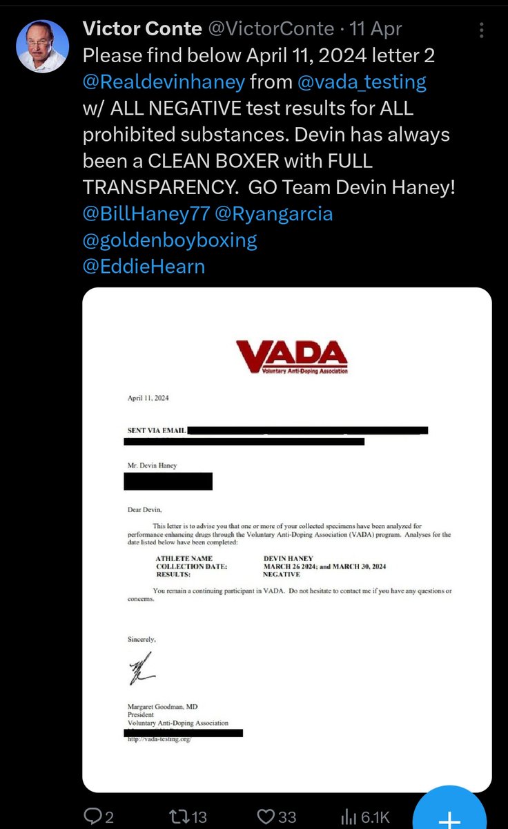 'GO Team Devin Haney!'

They're on the same team. SNAC
& he's affiliated with VADA

He knows how to manipulate the system & has connections.

Look into his history. The dude is a cheater himself.

If you can't see through the bullshit, YOU'RE BLIND.