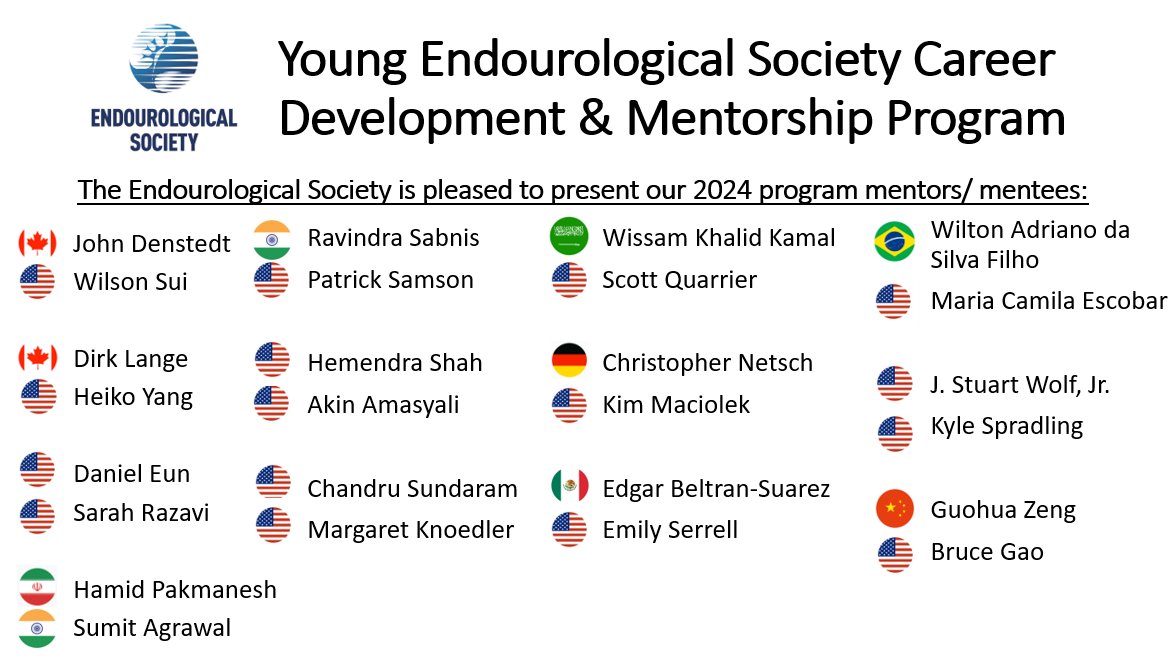 The Endourological Society is pleased to announce the results of the @young_endosoc Career Development & Mentorship Program. Congratulations!