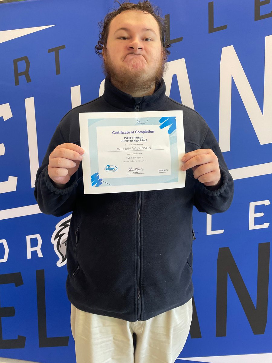 Congrats William! EVERFI certified! Financial Literacy is important! 😊💙💰