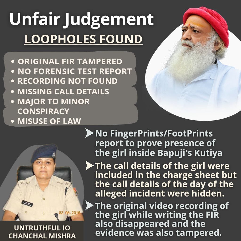 There are several people involved in framing conspiracy against Sant Shri Asharamji Bapu.He was obstacle for Missionary & MNC So they created a false story with media to trap The Sanatan Saviour & became successful & he is in jail for last 11 yrs
#StandUpForDharma & Fair Justice