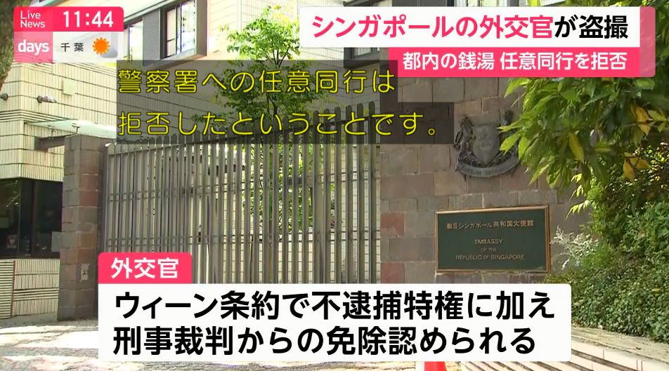 シンガポールの外交官が銭湯で男子中学生を盗撮

ワンチャン日本の銭湯文化が珍しくて1枚撮っちゃったのかなと思ったら700枚の盗撮画像でダメだった

外交特権をそんなところで使うな