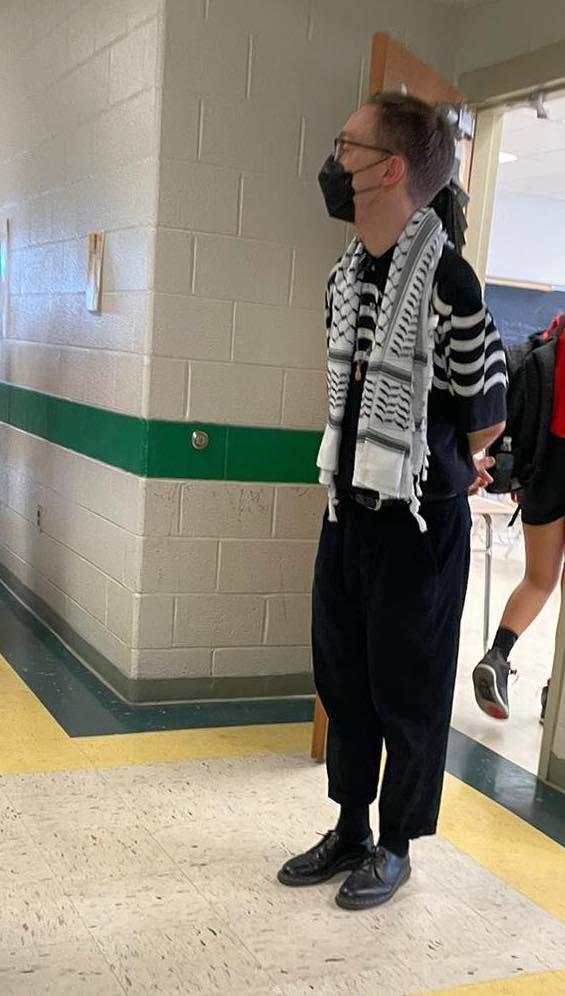 This is an example of an 'abolitionist teacher'--at @MCPS Kennedy High School today. Previously, he testified before the @mocoboe that '...we are all living within a system of racial capitalism that instills the belief within us that police keep us safe. This is false...In the…
