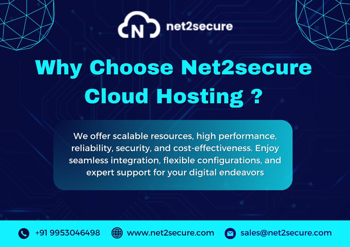 Join the league of smart businesses with Net2Secure Cloud Hosting. Secure, scalable, and always-on!🚀

Contact us now:
🌐👉net2secure.com

#cloud #cloudhosting #hostingsolutions #datacentersevices #cloudcomputing #net2secure