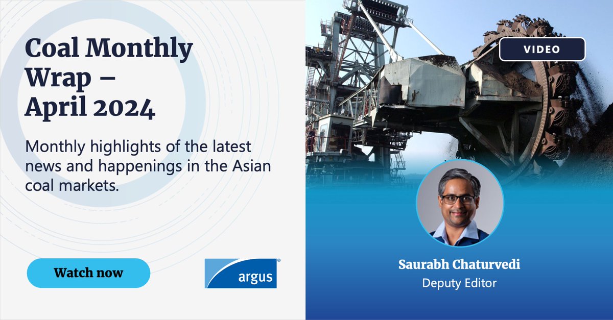 📹 In this video, join Saurabh Chaturvedi, Deputy Editor, Solid Fuels, Argus as he takes you through a summary of key events that are driving the #thermalcoal market in Asia. Watch here: okt.to/rTei5c | #ArgusMedia #coal #Indonesia