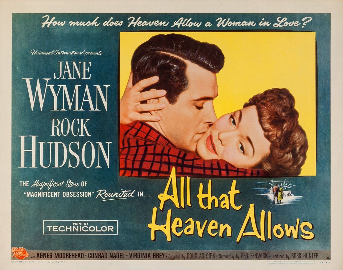 Jane Wyman & Rock Hudson in two by Douglas Sirk! ALL THAT HEAVEN ALLOWS (1955) & MAGNIFICENT OBSESSION (1954) screen in 35mm next week, Wednesday & Thursday May 8th & 9th. Tickets: buff.ly/3xXcQDx