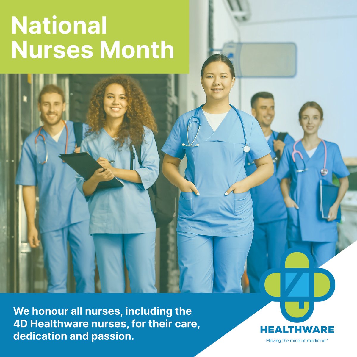 This May, it's National Nurses Month! Huge shoutout to all nurses, especially 4D Healthware nurses, for their care, dedication, and passion. Thank you for your smiles, clarity, and unwavering support for patients.  #DigitalHealthcare #NationalNursesMonth