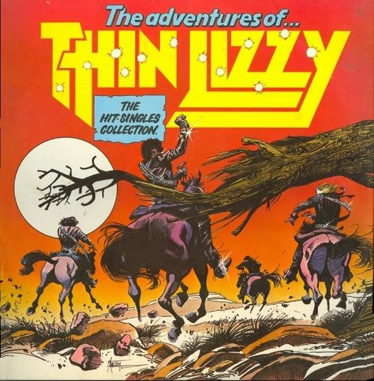 GREAT ALBUM COVER ARTWORK Thin Lizzy 'The Adventures Of Thin Lizzy (The Hit Singles Collection)' 1980 Illustration/cartoon - Martin Asbury