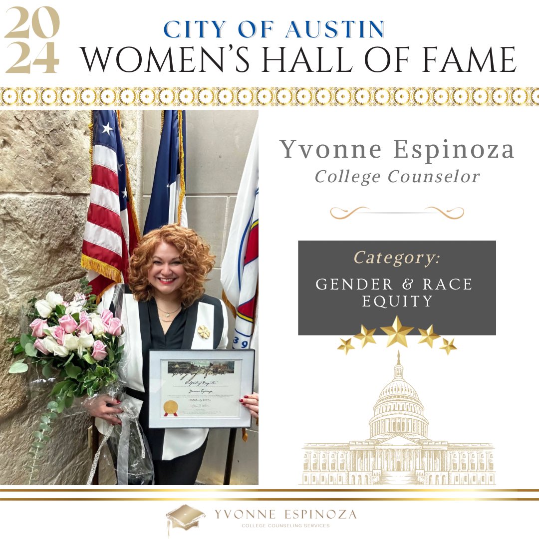 It was one of the highlights of my life today to be inducted into the @austintexasgov Women’s Hall of Fame by the Commission for Women.
I look forward 2continuing to grow, learn, and advocate to do right by students and the #collegeaccess profession at large! #collegecounseling