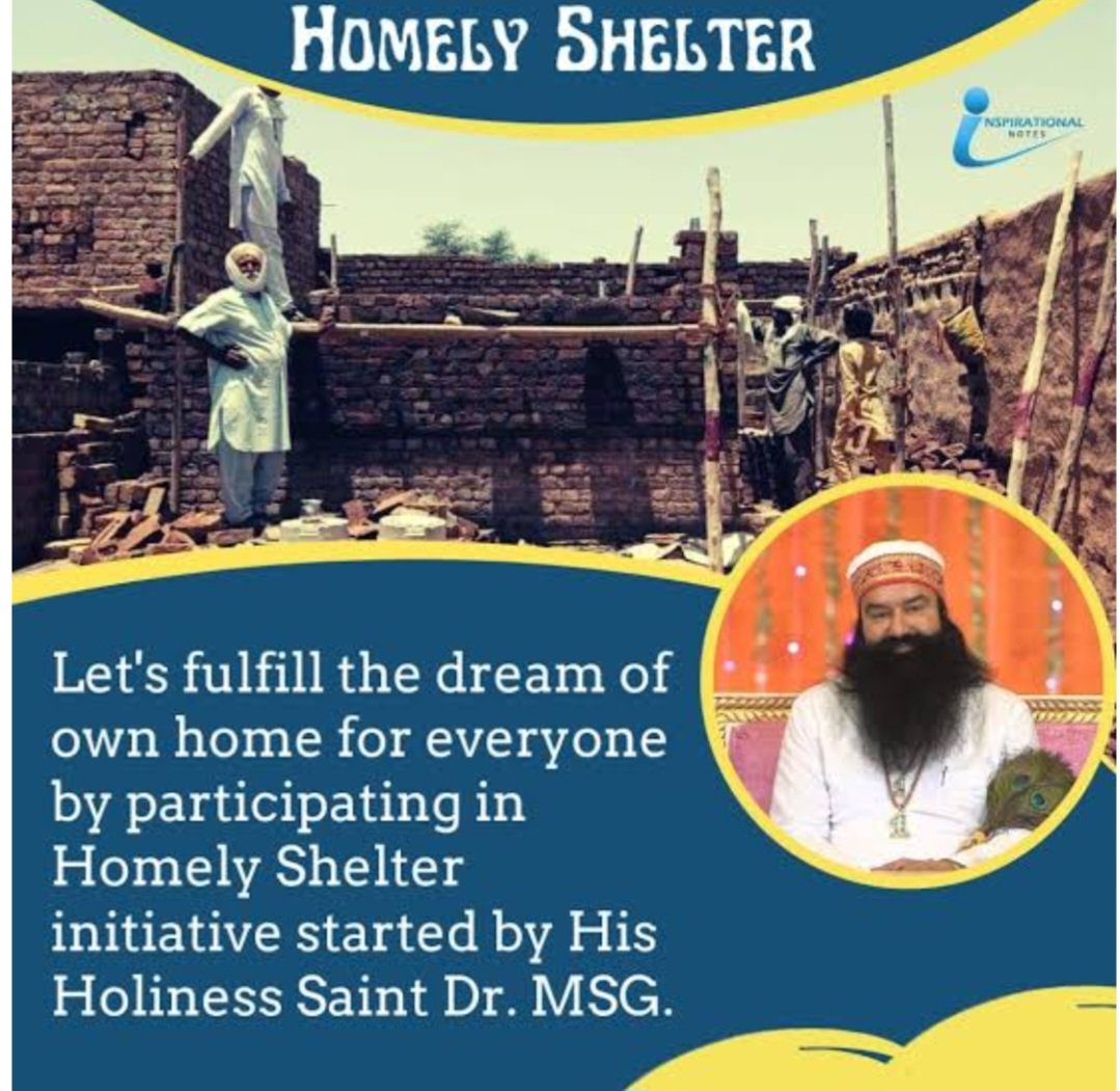 Saint Dr Gurmeet Ram Rahim Singh Ji Insan initiated Ashiyana Muhim in which deciples of Dera Sacha Sauda built home for homeless free of cost. #HomeForHomeless #Ashiyana #SaintDrMSG #SaintRamRahimJi #DeraSachaSauda