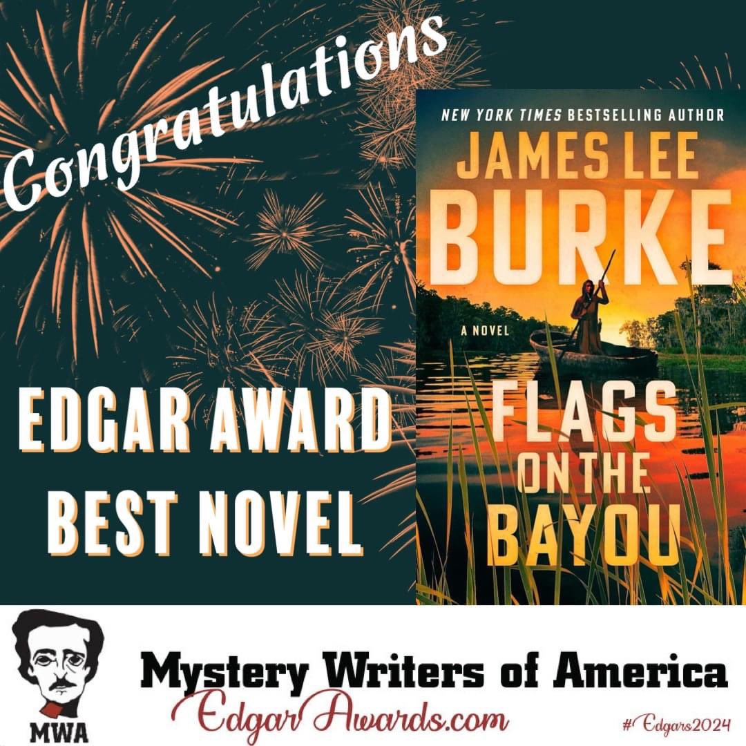Congratulations, JLB! FLAGS ON THE BAYOU has won the Edgar Award for Best Novel! 
[Erin/admin]