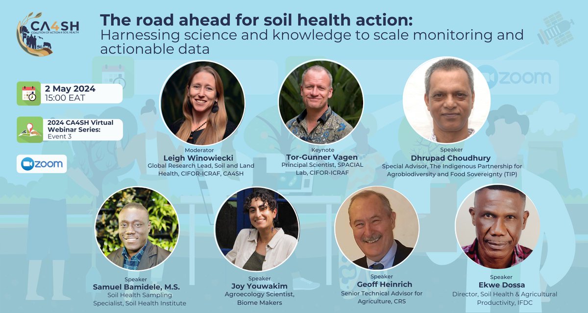 Join @ca4sh_global webinar today! 🗓️ 2 May 2024 ⏰15:00 EAT to discuss advances in #soil health monitoring and its application for scaling farmer-led #restoration and more! 👉coalitionforsoilhealth.org/ca4sh-events/2… @CIFOR_ICRAF @CatholicRelief @BiomeMakers