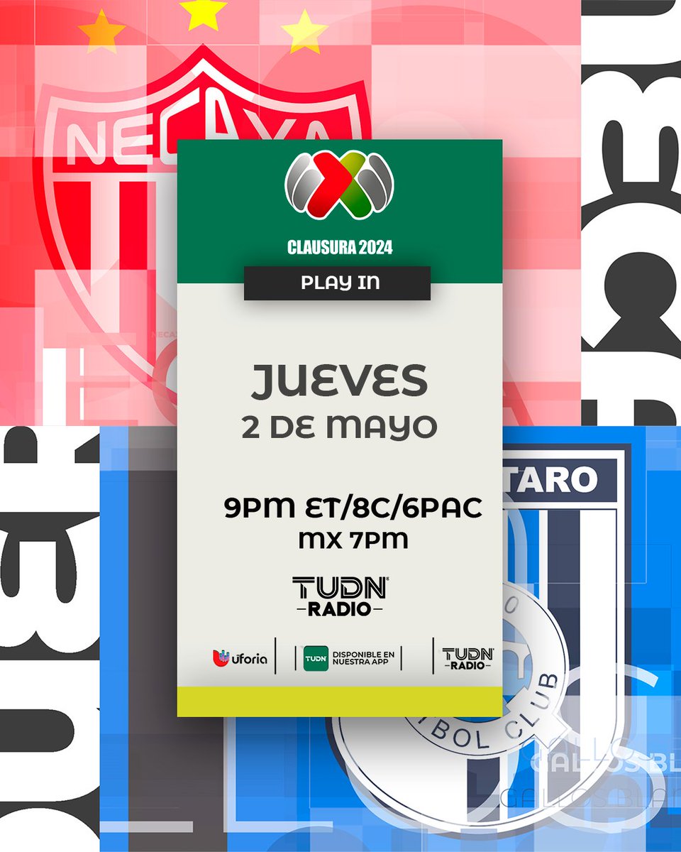 Mucho fulbito europeo...Llegó el momento de lo nuestro, nuestra Fiesta Grande nuestra Liguilla que arranca aquí🤩🤩🤩 ⚡@ClubNecaxa desea silenciar a los Gallos de @Club_Queretaro 🐓 y de paso jugar los Cuartos de Final🔜⚽️🏆 🎙️tudn.com/TUDN-radio 🖥️youtube.com/live/19KWK-_rz…