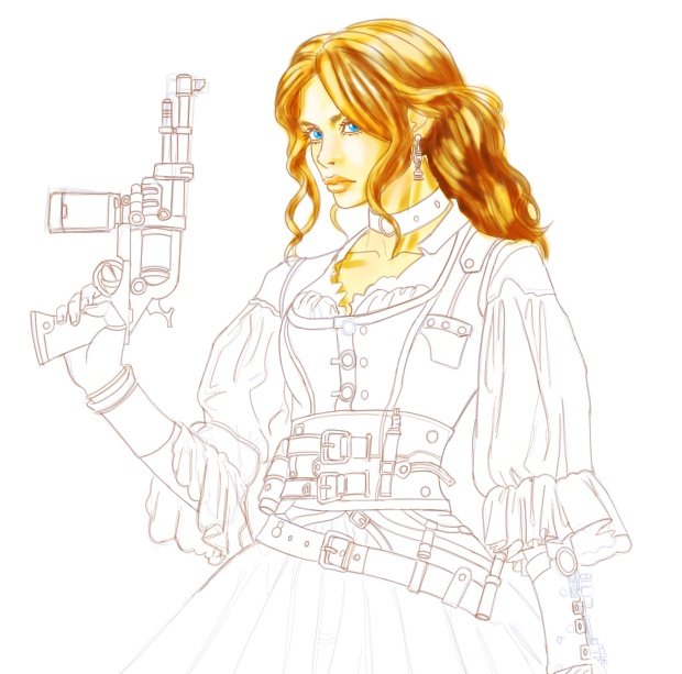 「スチームパンク・レディ 習作 wip フォロワーさんの写実的且つ芸術的な絵からす」|Persephone(ﾊﾟｰｾﾌｫﾆｰ)お絵描き再開のイラスト