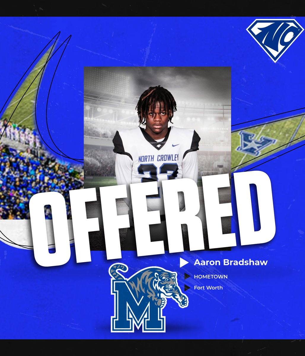 2026 6'3 Safety Aaron Bradshaw picks up his second offer from the University of Memphis. #817standup