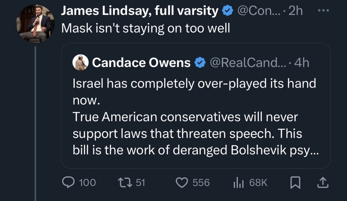 This guy blocked me & now he’s trying to frame Candace as bad for pointing out the hate speech laws.

This guy is such a little weasel scammer. I’d eat his lunch in a debate on the topic.