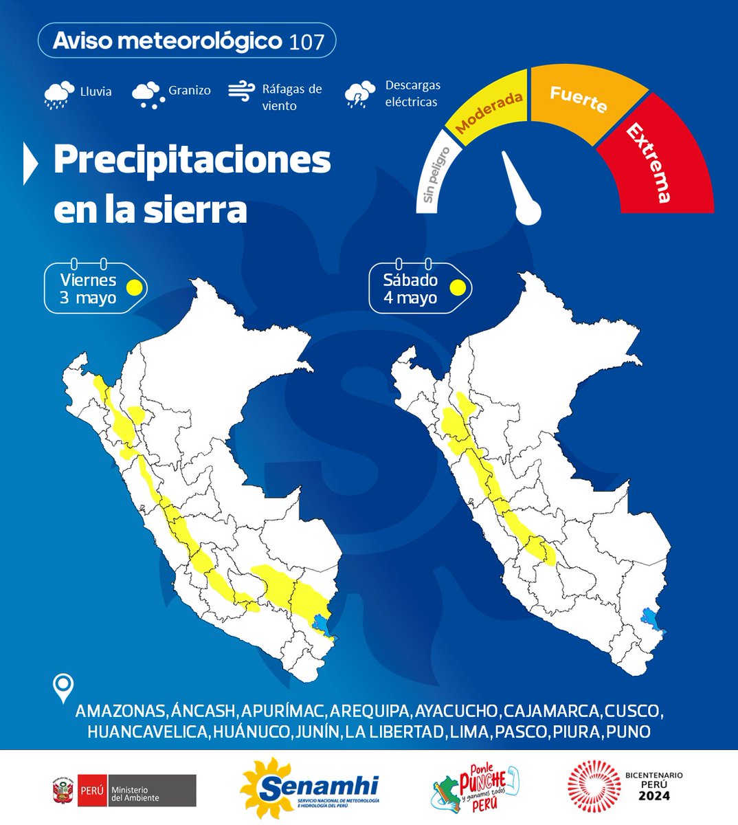 #Aviso Del 03 al 04 de mayo, se registrarán precipitaciones en la #Sierra. senamhi.gob.pe/?p=aviso-meteo…