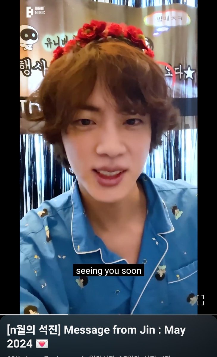 'I'm reaching the end of my videos ' . We all cheered 🥹 thank you jin for 2 years of hellos see you soon 
#TheAstronautReturns #SEOKJIN #seeyousoon