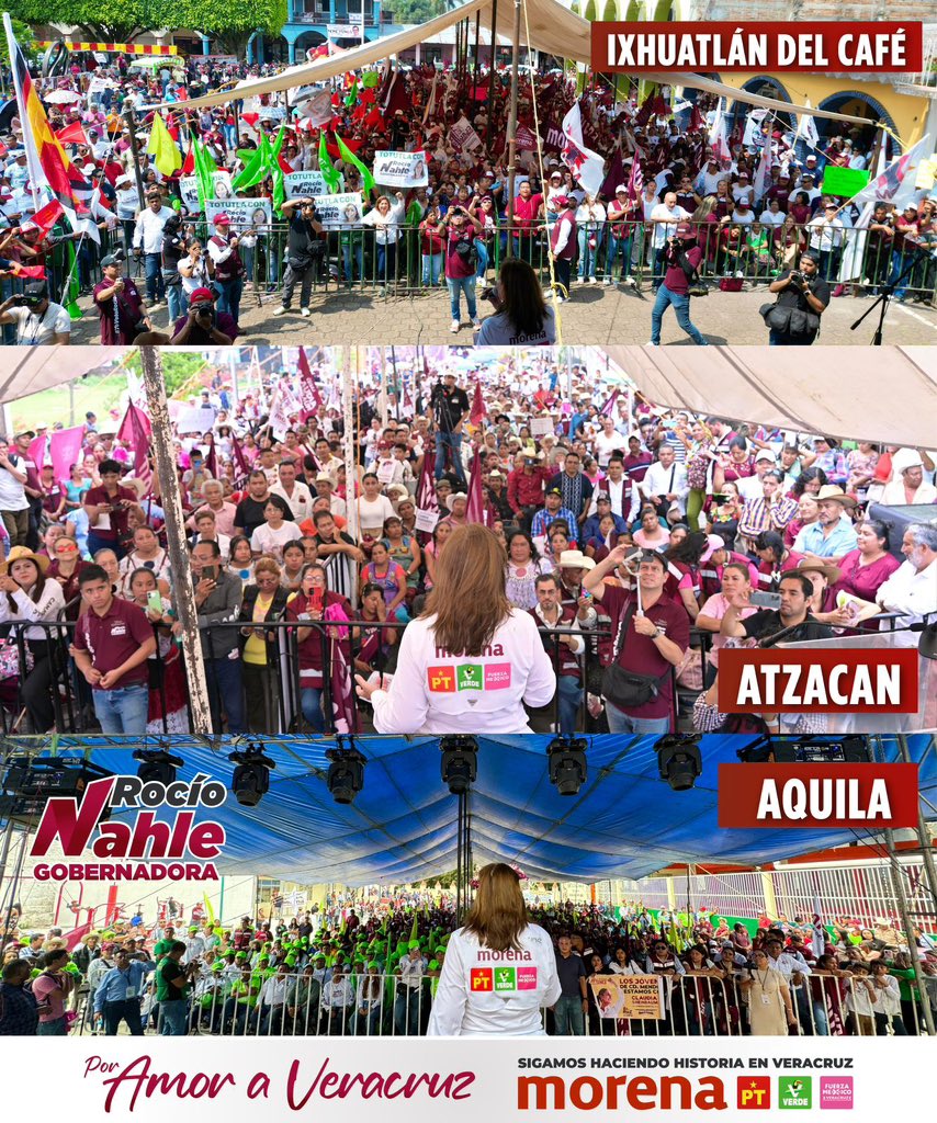 En nuestra gira de hoy por las Altas Montañas, recorrimos los municipios de IXHUATLÁN DEL CAFÉ, ATZACAN y AQUILA. Con muy buen ánimo nos recibieron las y los compañeros quienes están convencidos de continuar con la #4T. ❤️Por amor a #Veracruz❤️ #NahleGobernadora #YoVotoRocío