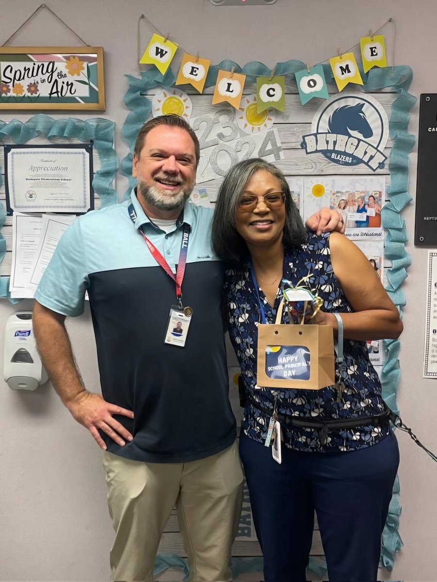 Thank you, Clint Collins, for surprising Mrs. O with a thoughtful gift for National School Principal's Day!!!!
#bathgatebest 
#bathgateblazers