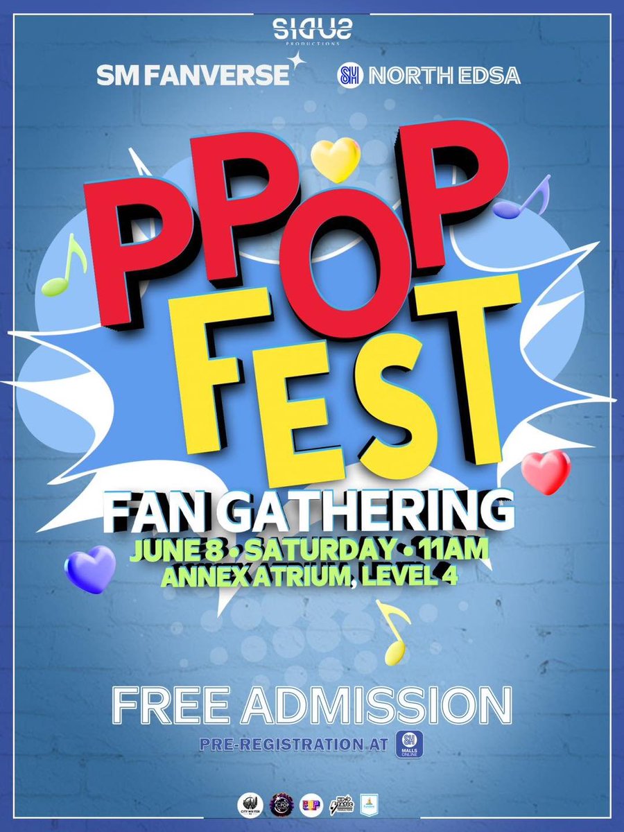 PPOP Rise! 🇵🇭 🎶🌸

SM FANVERSE presents PPOP FEST FAN GATHERING happening this June 8, 2024, Saturday at SM NORTH EDSA!🤩

Don't miss out the chance to catch awesome performances, and vibe with your co-fans!🤗

The event is for FREE ADMISSION!😉

#SMFanverse
#EverythingsHereAtSM