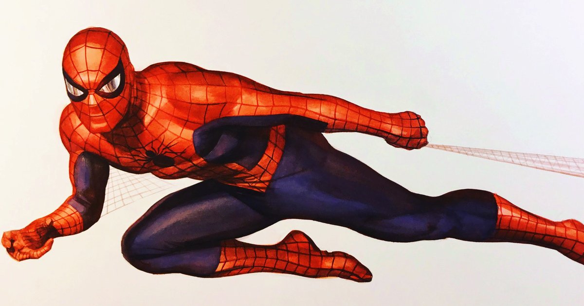 spider-man solo 1boy male focus mask bodysuit copyright name traditional media  illustration images