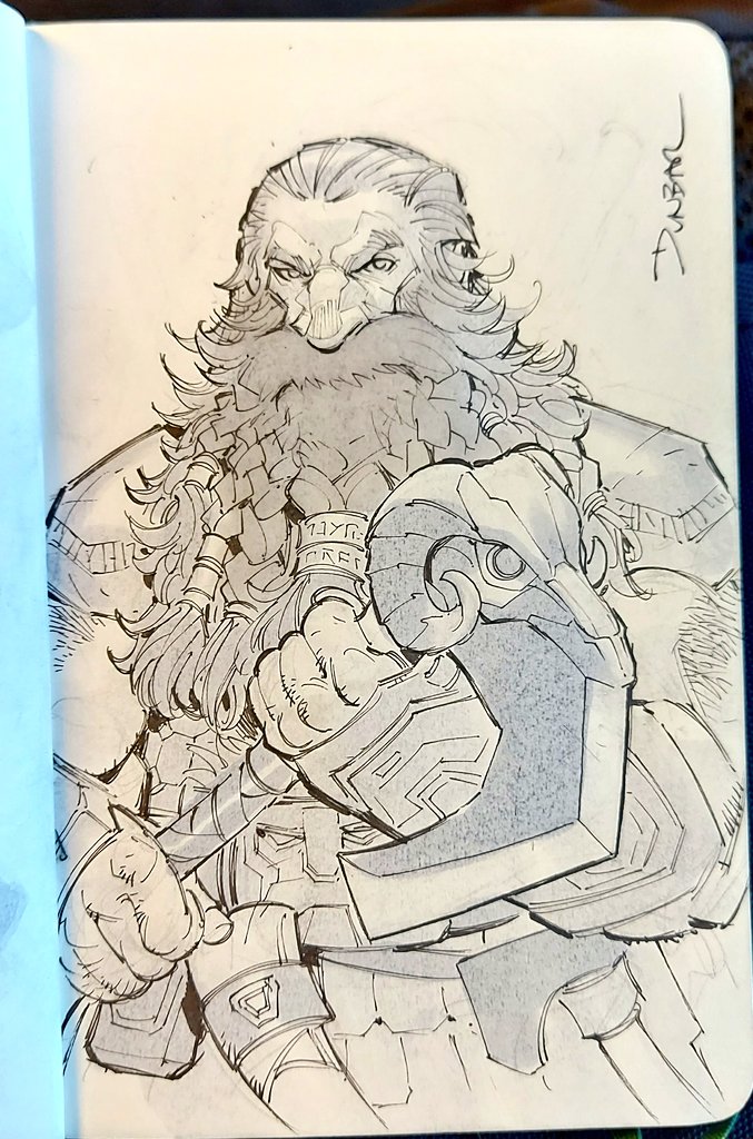 A happy dwarf in the little travel sketchbook. Thanks for voting! #dnd